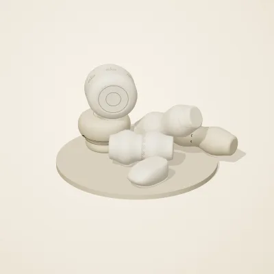 The six parts of Ivory Moon No. 29 in a loose pile on a round stand