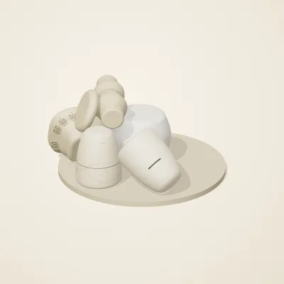 The six parts of Ivory Moon No. 37 in a loose pile on a round stand