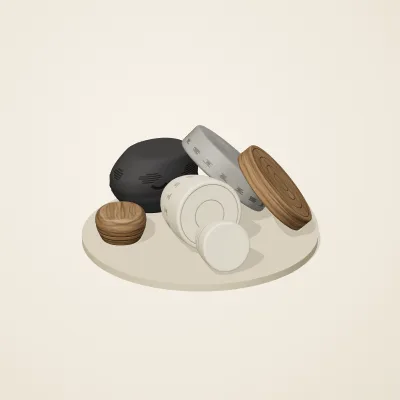 The six parts of The First Oracle No. 18 in a loose pile on a round stand