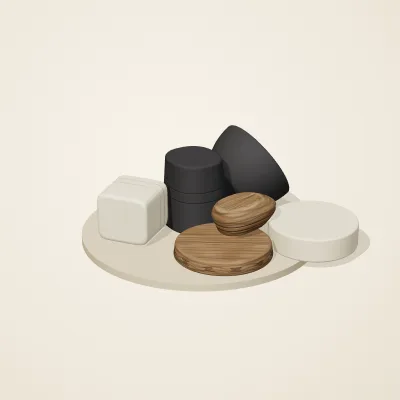 The six parts of The First Oracle No. 20 in a loose pile on a round stand